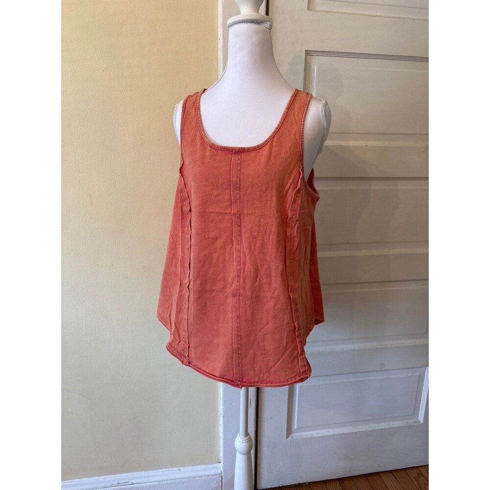 Tank Top wide strap scoopneck pink coral cotton boutique summer layering NEW